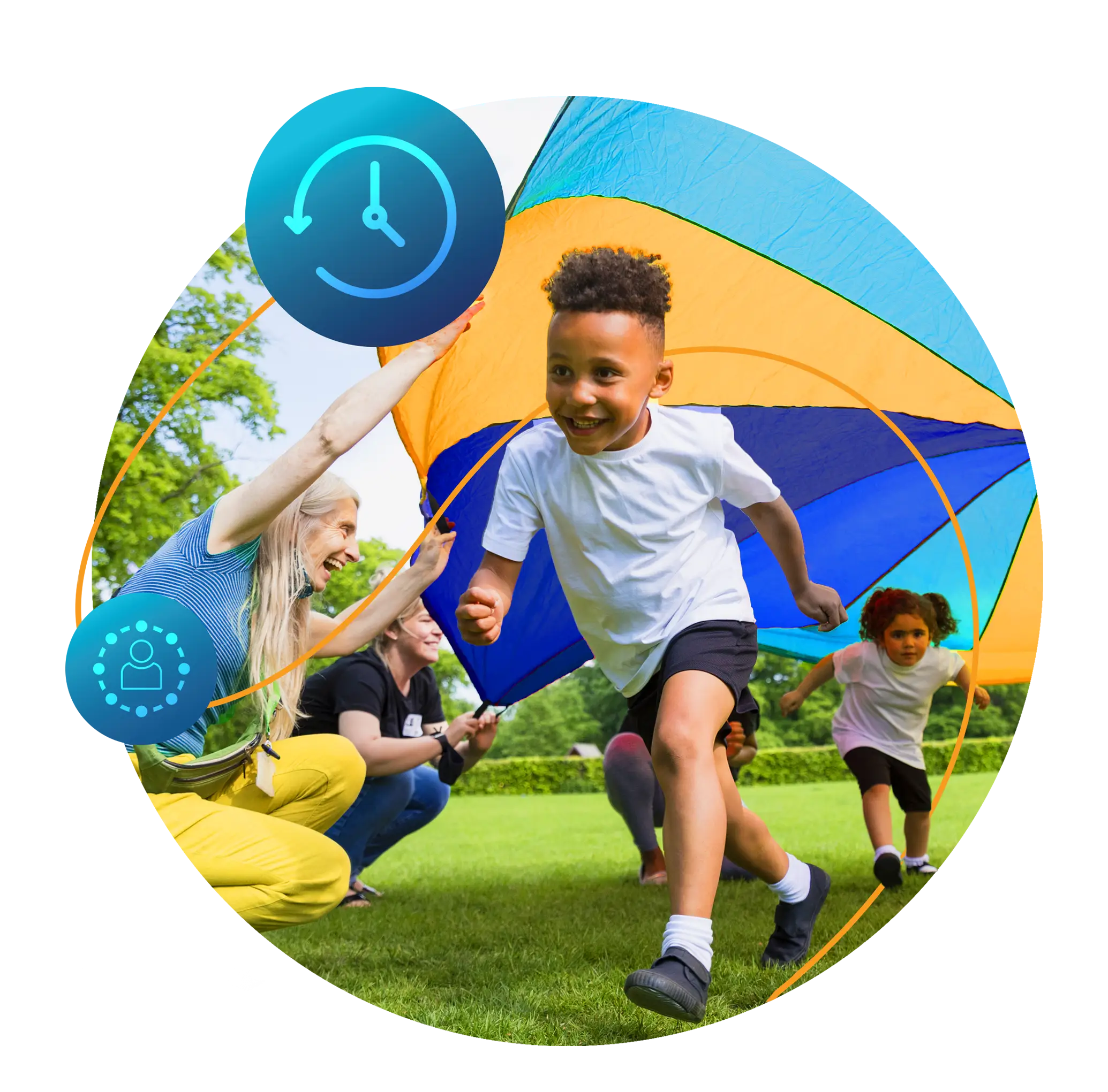 Children running and smiling