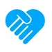 an icon of hand-holding in the shape of a heart