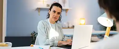 woman working on a computer