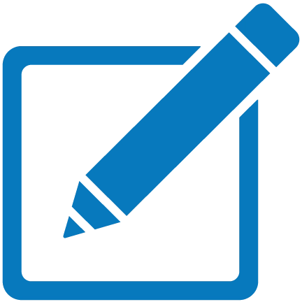 Blue pencil on document icon